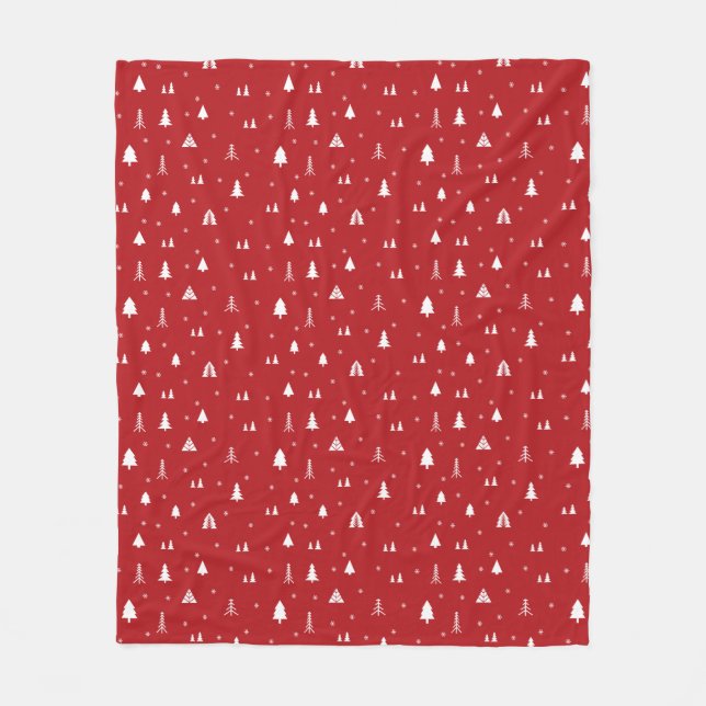 Couverture Polaire en Fleece avec Sapins de Noël e (Devant)