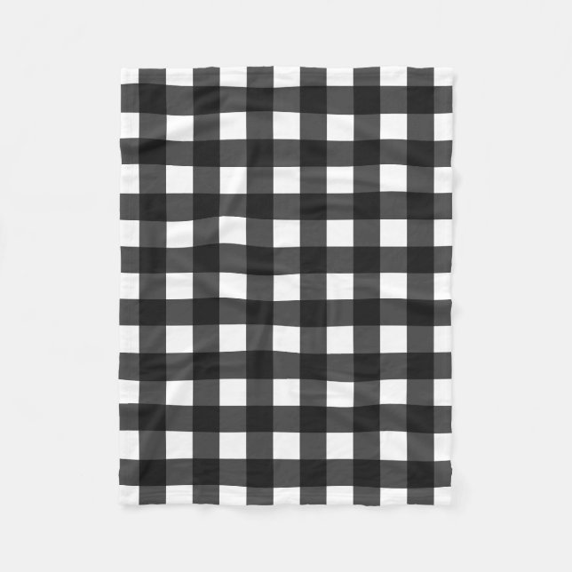 Couverture Polaire En vichy simple en noir et blanc (Devant)
