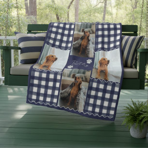 Couverture Polaire en vichy Squiggle Pet Four Grille Photo
