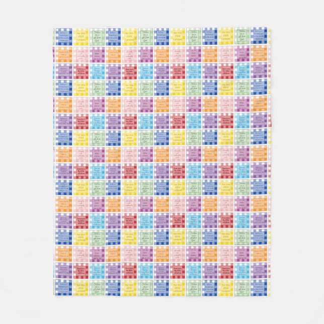 Couverture Polaire en vichy versets bibliques sur les enfants bébés (Devant)