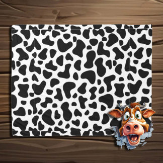 Couverture Polaire Encart blanc noir de vache