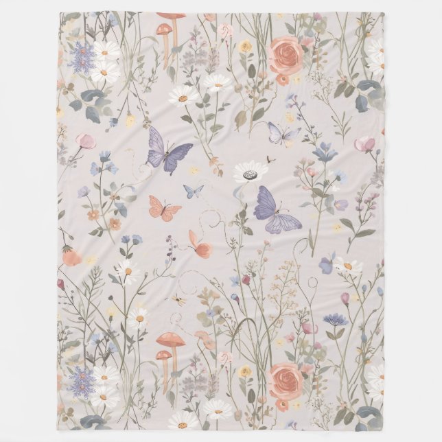 Couverture Polaire Enchanted Garden Wildflower Butterfly Whimsical (Devant)