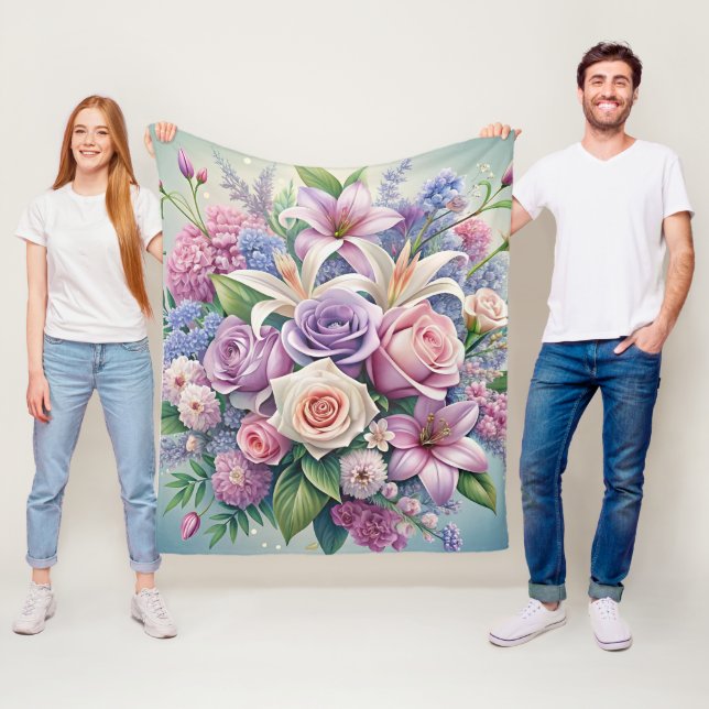 Couverture Polaire Enchanter Pastel Floral Fleece Blanket (En situation)