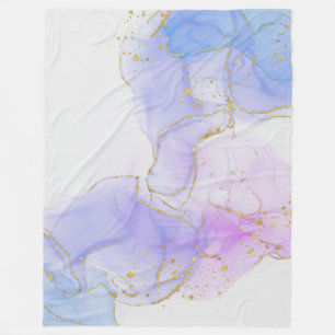 Couverture Polaire Encre d'alcool rose, pourpre et bleu