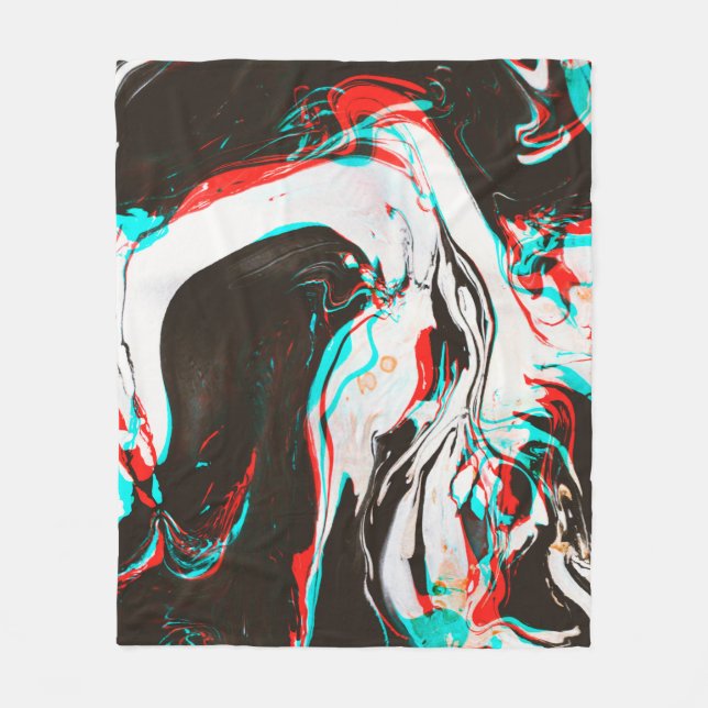 Couverture Polaire Encre Marbrée : Texture Glitch Distortie. (Devant)