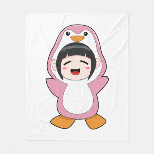 Couverture Polaire Enfant avec costume de pingouin
