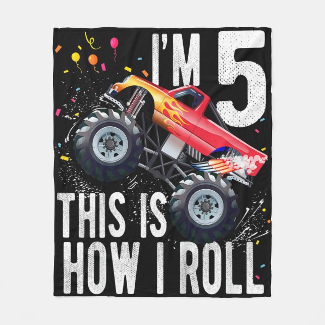 Couverture Polaire Enfants 5 ans 5e anniversaire Garçon Monster Camio (Devant)