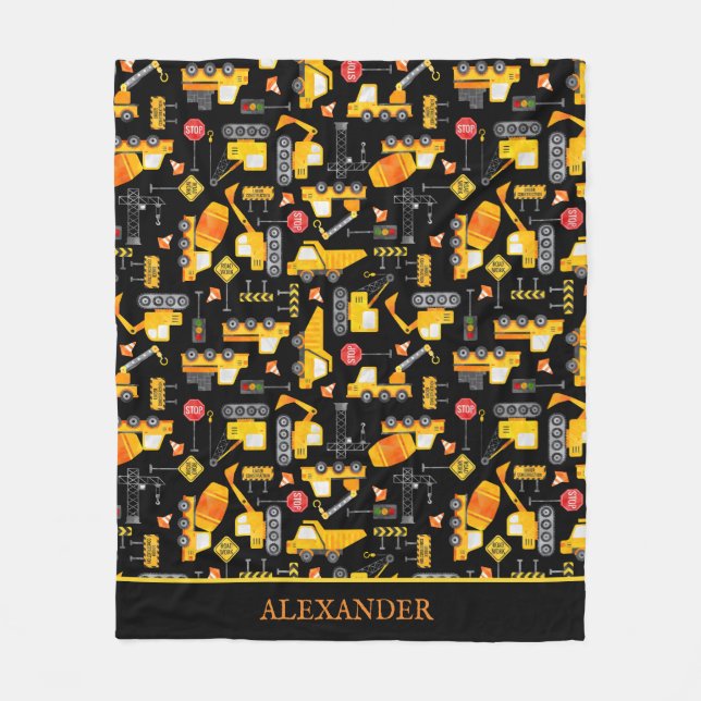 Couverture Polaire Enfants Aquarelle Véhicules de construction Person (Devant)