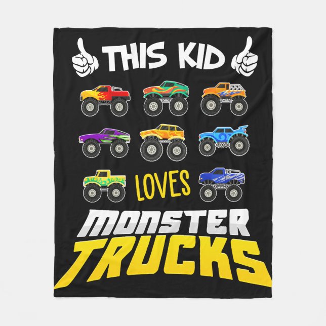 Couverture Polaire Enfants Cet Enfant Aime Monster Trucks Garçons Et  (Devant)