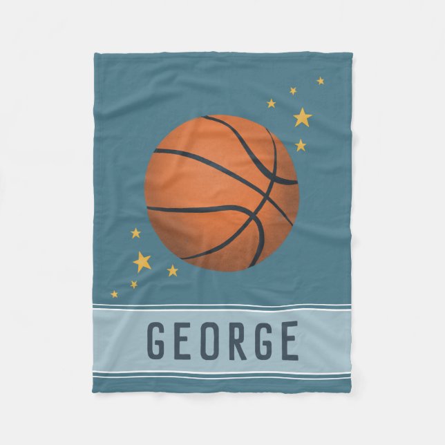 Couverture Polaire Enfants Cute Navy Blue Basketball Sports Garçons (Devant)