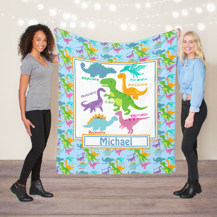 Couverture Polaire Enfants Dinosaures Mignonnes Noms Bleu