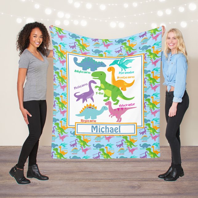 Couverture Polaire Enfants Dinosaures Mignonnes Noms Bleu (Créateur téléchargé)