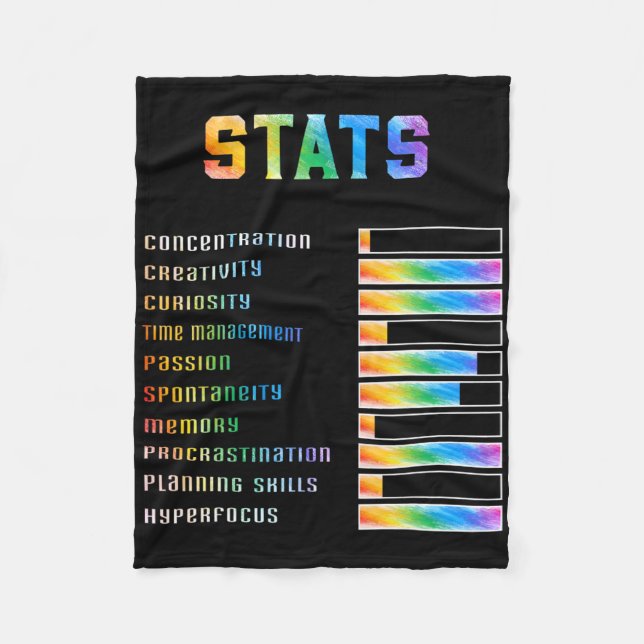 Couverture Polaire Enfants drôles avec des stats Adhd Neurodiversité  (Devant)