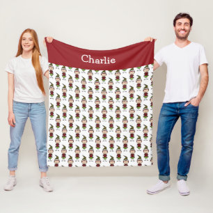 Couverture Polaire Enfants Mignonne Rouge Blanc Ajouter Un Nom Noël
