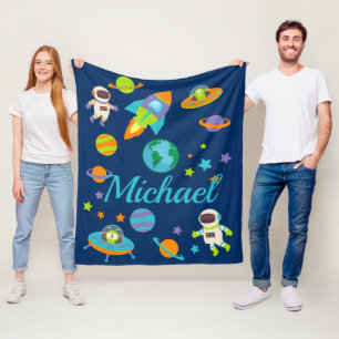 Couverture Polaire Enfants Nom personnalisé Externe Space Rocket Ship