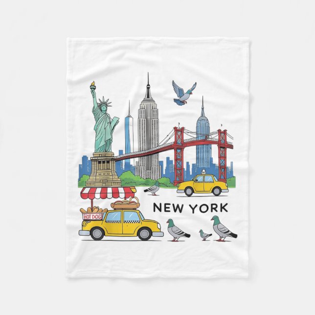 Couverture Polaire Enfants Nyc Souvenir New York City Usa Icons Jaune (Devant)