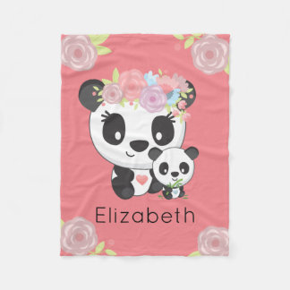 Couverture Polaire Enfants personnalisés d'ours panda de maman et de