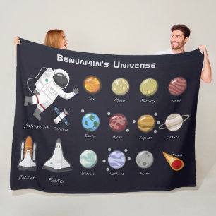 Couverture Polaire Enfants Planètes Astronaut Monogramme Univers colo
