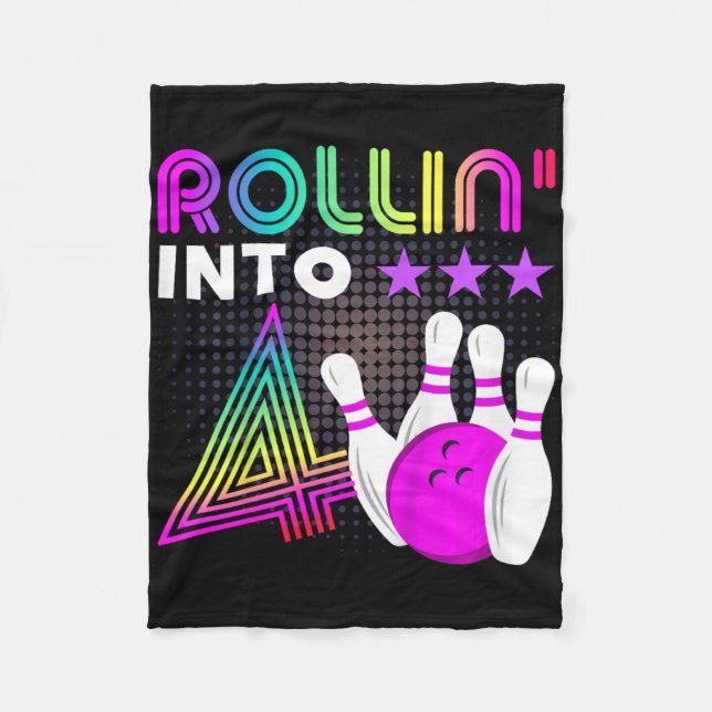 Couverture Polaire Enfants Rollin Into 4 Bowling Anniversaire fête 4e (Devant)
