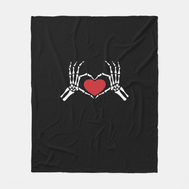 Couverture Polaire Enfants Skeleton Coeur main Valentines Jour Classe (Devant)
