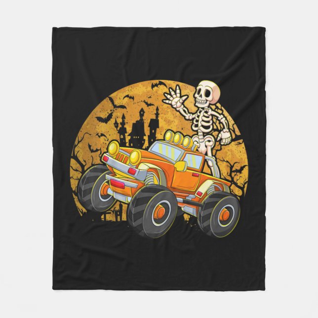 Couverture Polaire Enfants Skeleton équitation Monster Camion Hallowe (Devant)