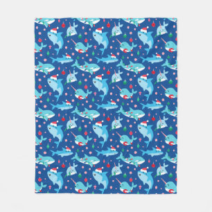 Couverture Polaire Enfants sous la mer Noël requin Narwhal