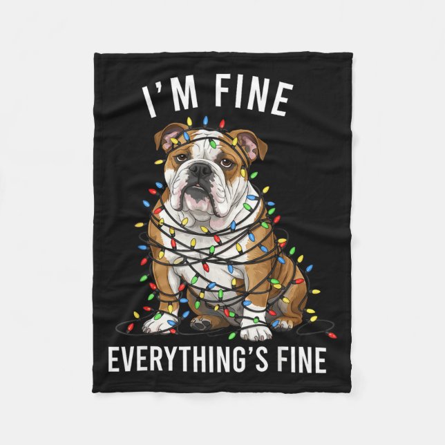 Couverture Polaire English Bulldog Christmas I'm Fine Everything Is F (Devant)