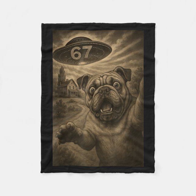 Couverture Polaire English Bulldog Dog Selfie 67 Meme Six Seven Funny (Devant)