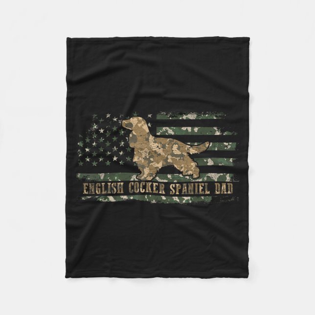Couverture Polaire English Cocker Spaniel Papa Camo Drapeau Américain (Devant)