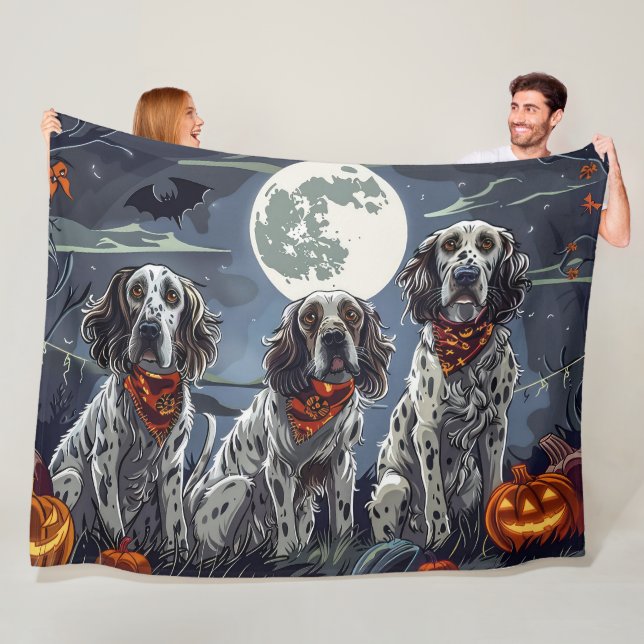 Couverture Polaire English Setter Halloween Épouvantable (En situation)