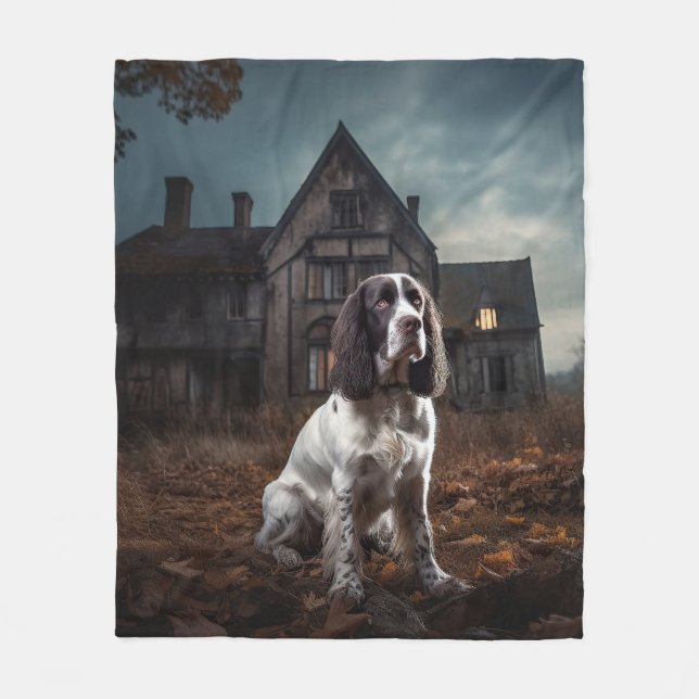 Couverture Polaire English Springer Spaniel Halloween Épouvantable (Devant)