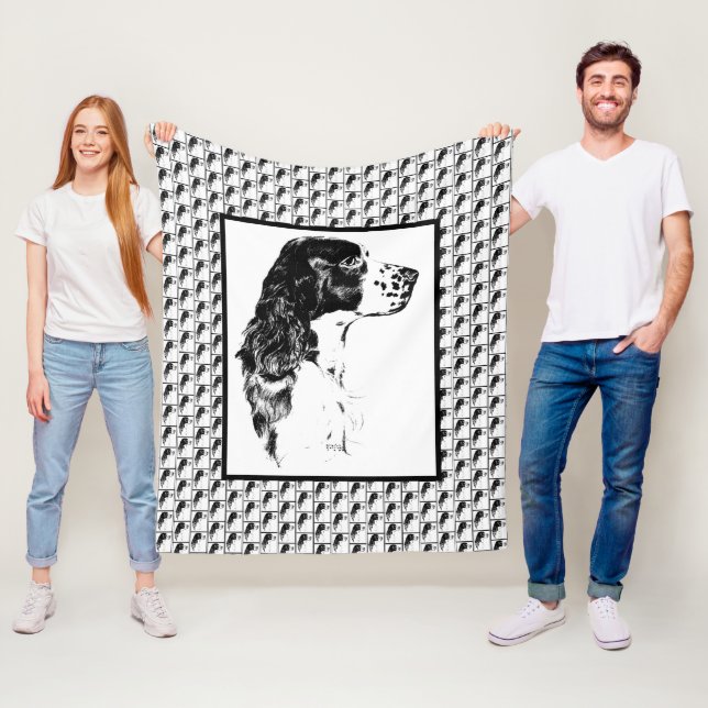 Couverture Polaire English Springer Spaniel Vintage Dog Art     (En situation)