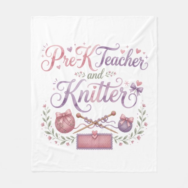 Couverture Polaire Enseignant de maternelle et tricoteuse | Plaid en  (Devant)
