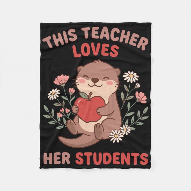 Couverture Polaire Enseignant Saint-Valentin Loutre Pomme Amour Étudi (Devant)