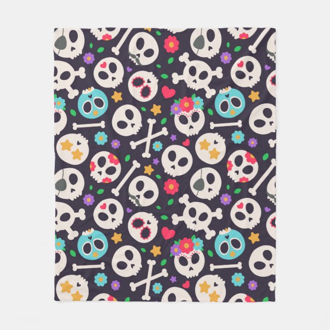 Couverture Polaire Ensemble de crânes. Motif sans couture avec concep (Devant)