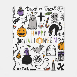 Couverture Polaire Ensemble vintage d'Halloween. Icône d'halloween mi