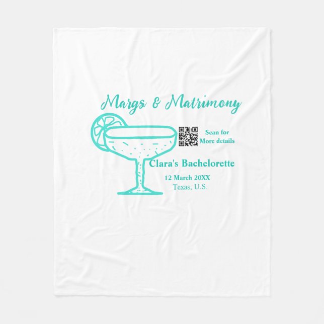 Couverture Polaire enterrement de vie de jeune fille Turquoise Margs  (Devant)
