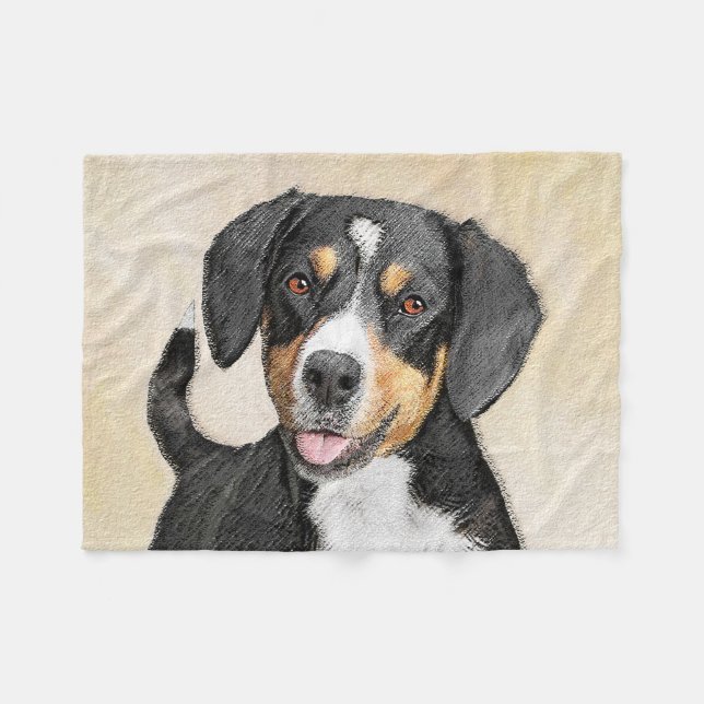 Couverture Polaire Entlebucher Mountain Dog Peinture - Art original (Devant (Horizontal))