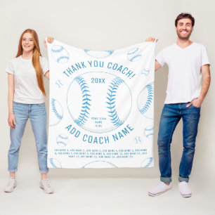 Couverture Polaire Entraîneur de baseball Merci Blue Team Joueurs Nom