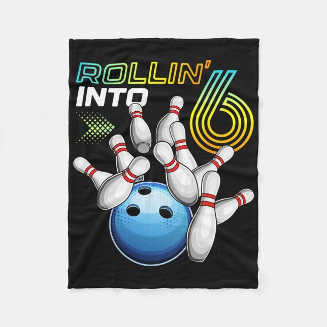 Couverture Polaire Entrée dans 6 Fête d'anniversaire rétro de bowling (Devant)