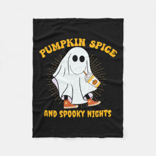 Couverture Polaire Épice citrouille Latte Automne Vibe Halloween Gho