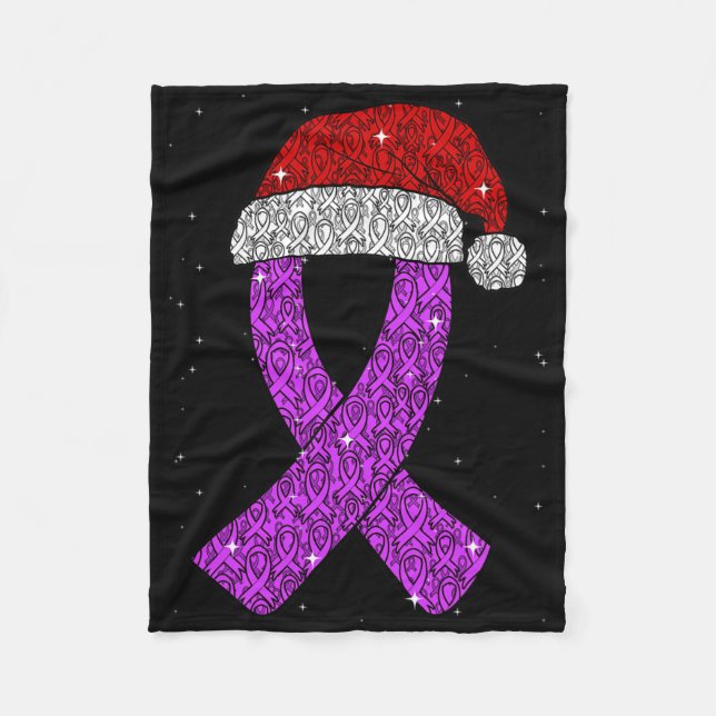 Couverture Polaire Epilepsy Christmas Hat Purple Awareness Ribbon Sei (Devant)