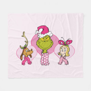 Couverture Polaire Équipage du Grinch en portrait rose de la Saint-Va