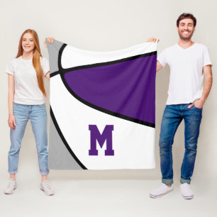 Couverture Polaire équipe de basket-ball violet gris couleurs monogra
