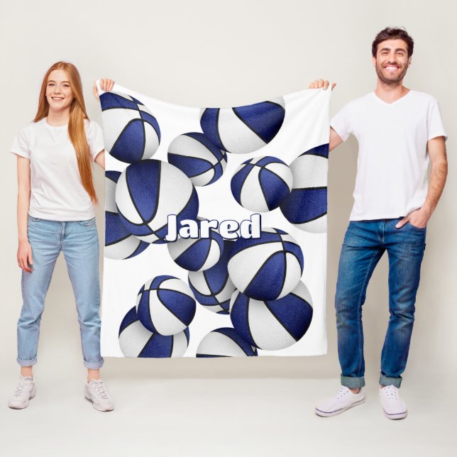 Couverture Polaire équipe de basket bleu couleurs enfants salle de sp (En situation)