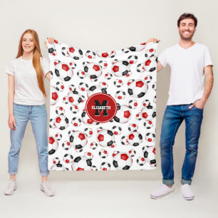 Couverture Polaire équipe de football rouge noir couleurs sport garço