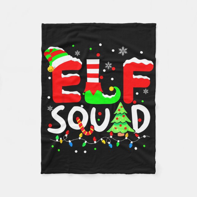 Couverture Polaire Équipe de lutins tenue de Noël assortie pour famil (Devant)