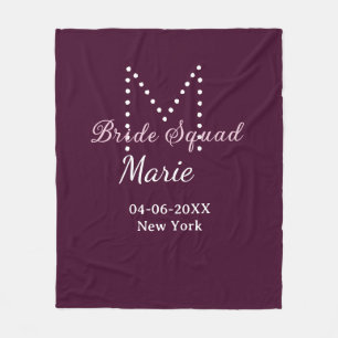 Couverture Polaire Équipe de mariée ajoutez nom monogramme demoiselle