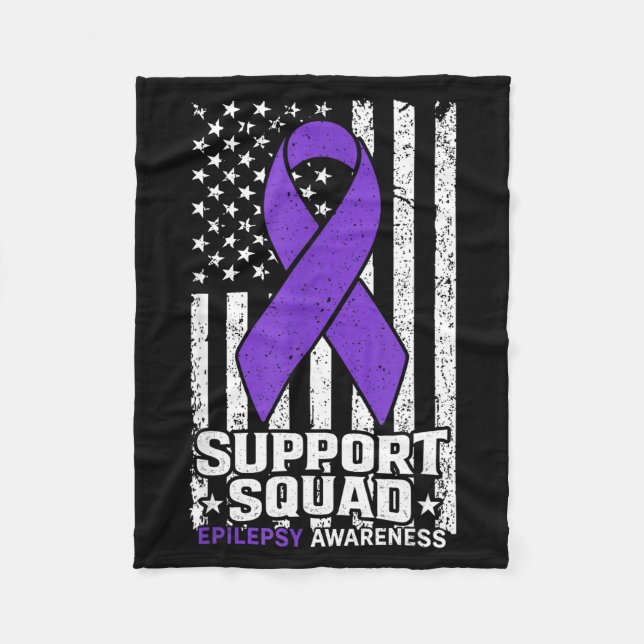 Couverture Polaire Équipe de soutien drapeau américain violet épileps (Devant)