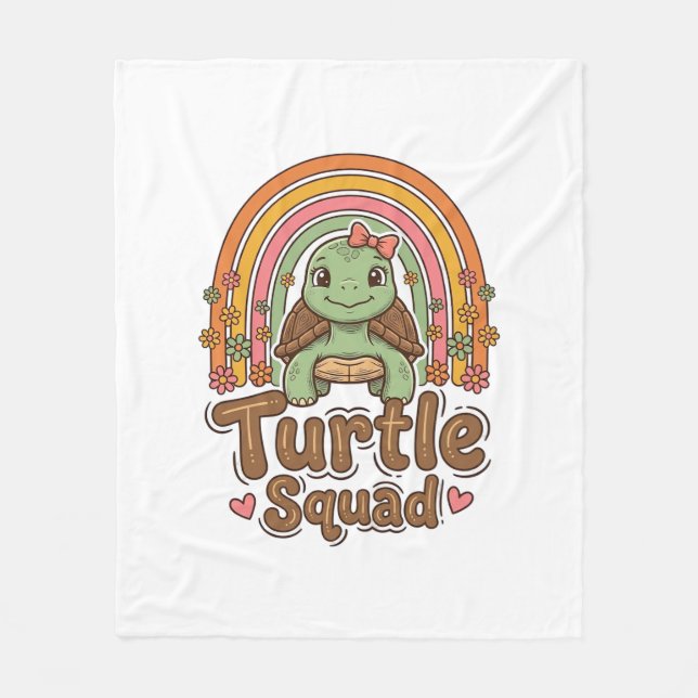 Couverture Polaire Équipe de tortue mignonne dessin vectoriel floral  (Devant)